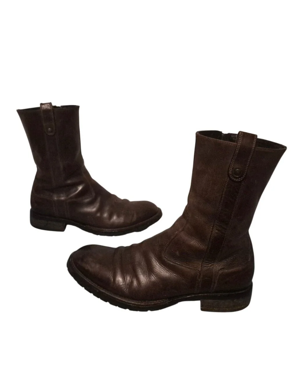 Johnston & Murphy Leather Side-Zip Riding Moto Boots Men's 8.5M, Made In Italy